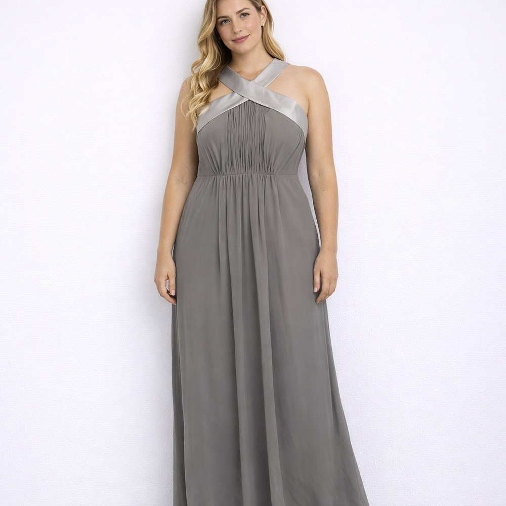 Azazie Charcoal Halter Maxi Dress